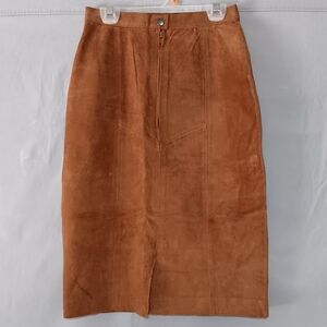 Alamos Tan Suede Leather Skirt Size 7/8
